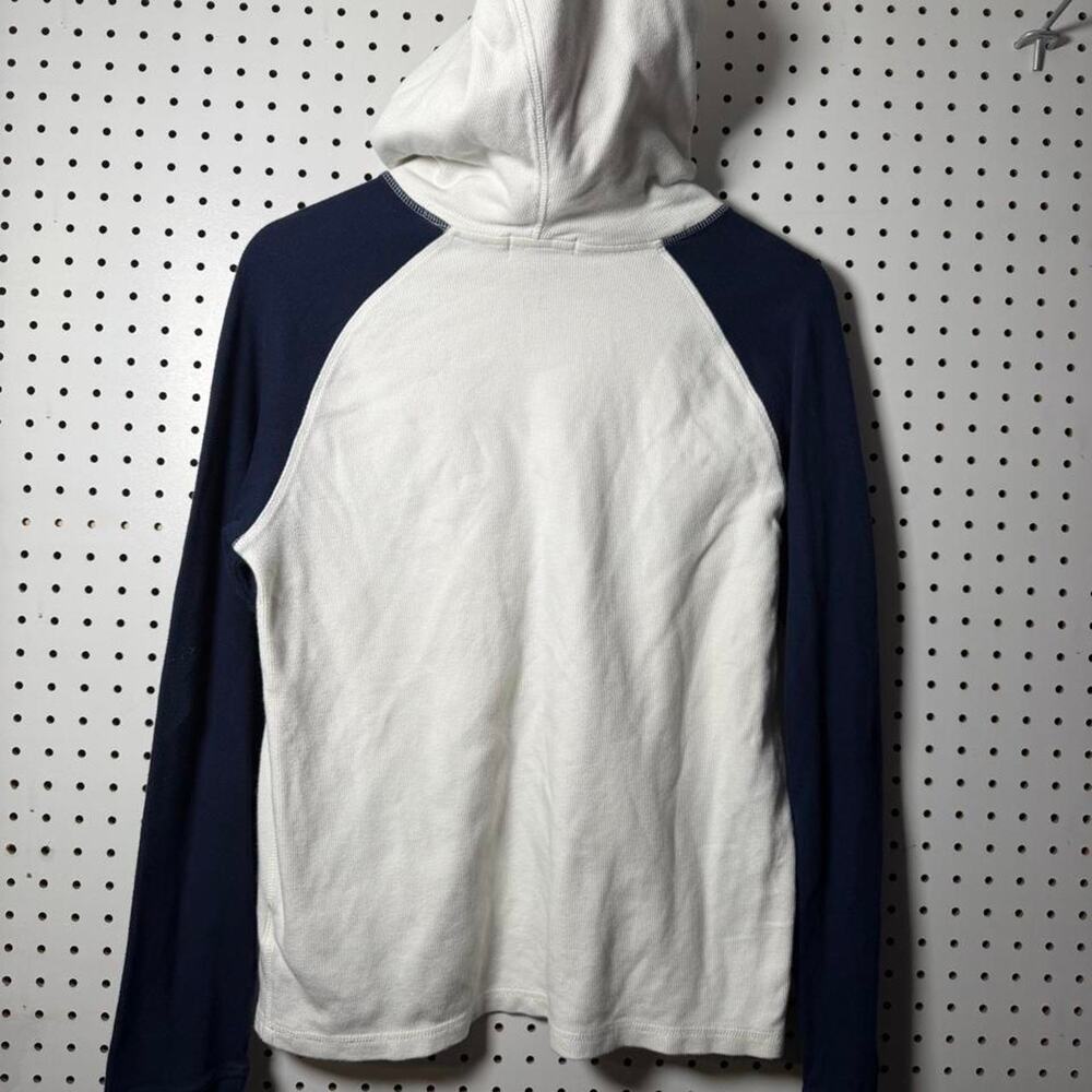 Polo Ralph Lauren Hoodie Womens XL White Navy Patchwork Plaid Pullover Preppy - Picture 4 of 5